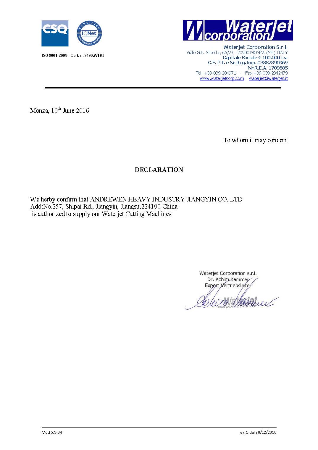 授權_autorizzazione ANDREWEN HEAVY INDUSTRY JIANGYIN CO 06-2016.jpg